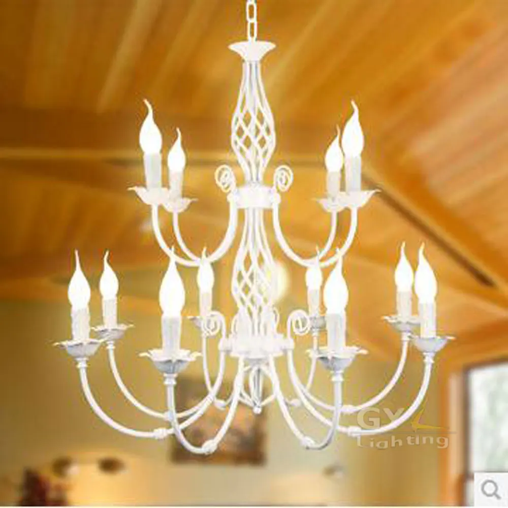 Современные китайские люстры двуслойные свечи вилла лестница светильник