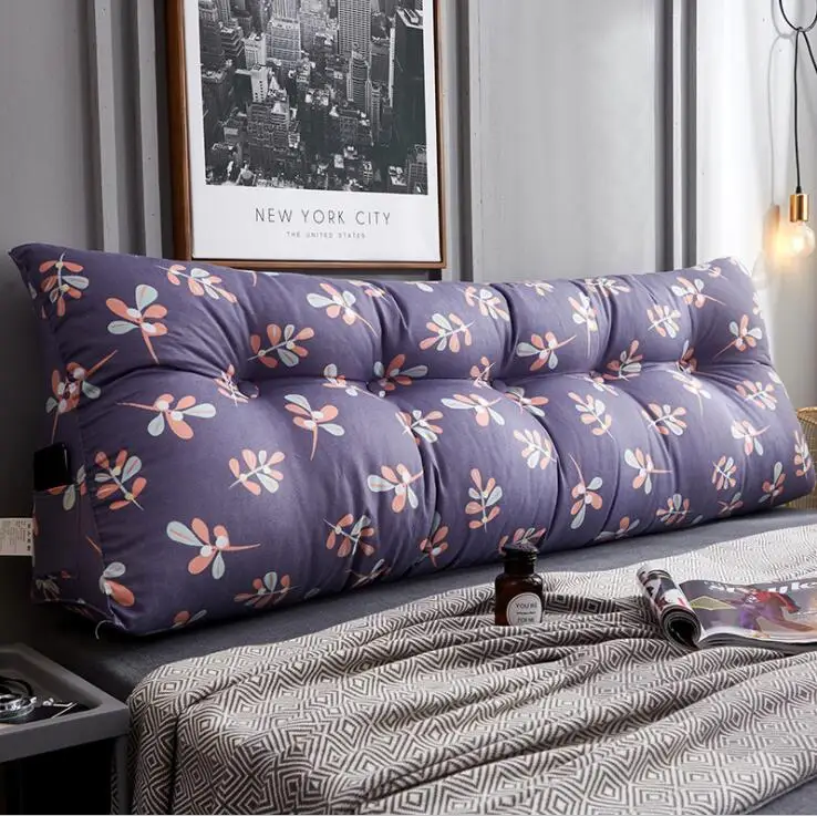 color13 New 50x150cm Printed Cotton Wedge Pillow for Bed Backrest Cushion Washable large Waist Support Cushion Home Decor Bedside Pillow - Цвет: color13