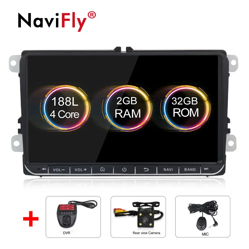add camera DVR NaviFly Android 9,1 Автомобильный gps навигатор dvd мультимедийный плеер для VW Volkswagen/PASSAT b6 b7/Golf 5 6/TOURAN/POLO/SHARAN/BORA - Цвет: add camera DVR