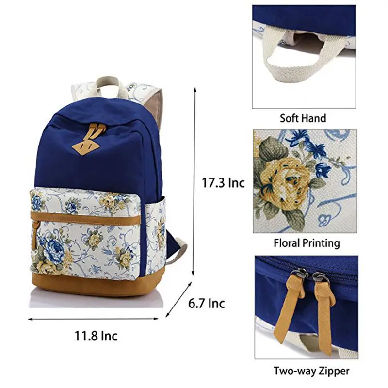 Новинка 3 шт./комплект стильные парусиновые школьные сумки с принтом для девочек