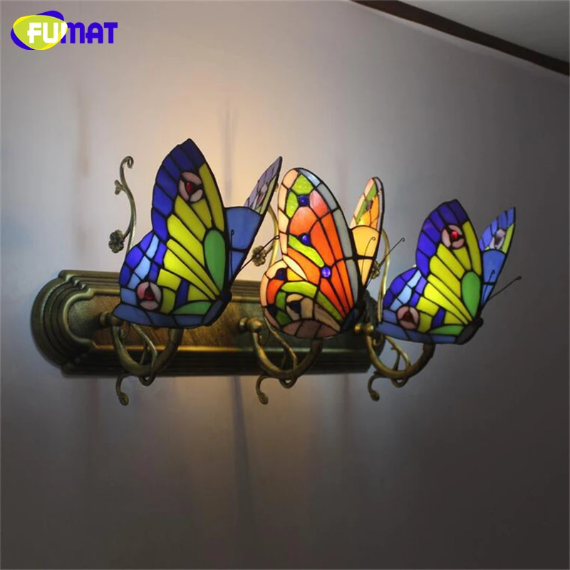 Настенный светильник FUMAT в виде бабочки лампа из витражного стекла ручной работы