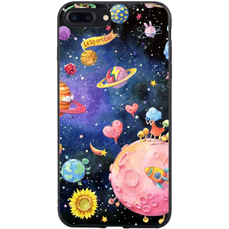 Case for iphone 6s Patterned Jet Black Phone Back Cases Cartoon Thin fundas 7 8 5s 5 SE X plus Capa |