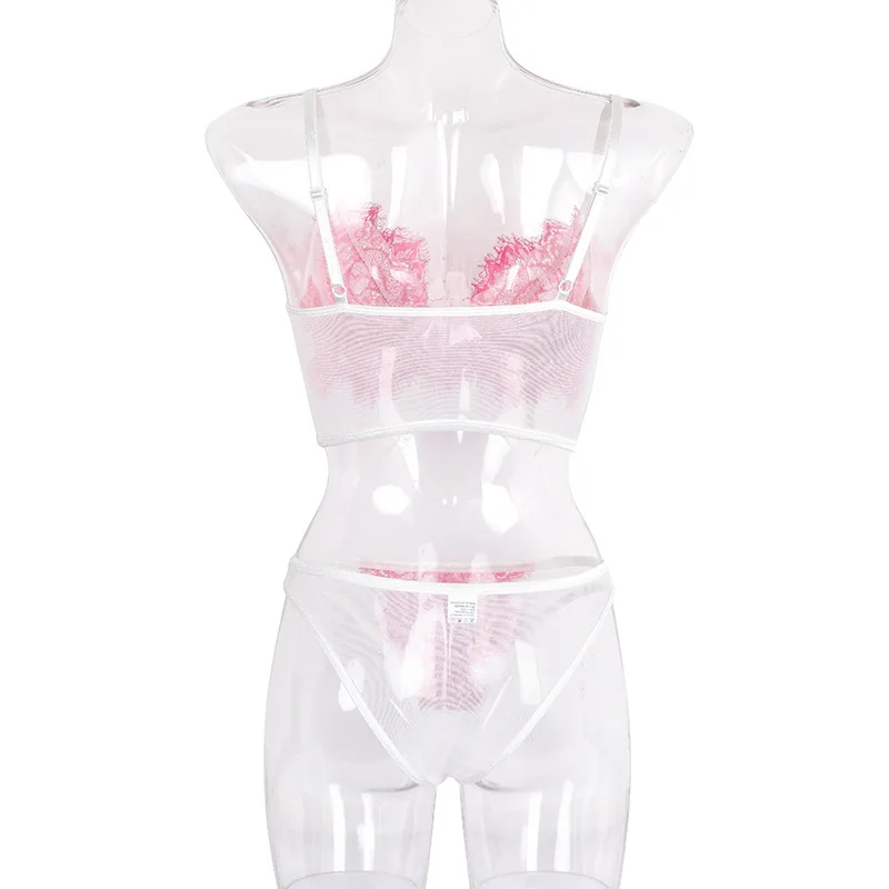 2019 Women Sexy Chic Ultra-Thin Bra Set Breathable Lace Patchwork Underwear Lingerie Jacquard Transparent Body Suit | Женская одежда