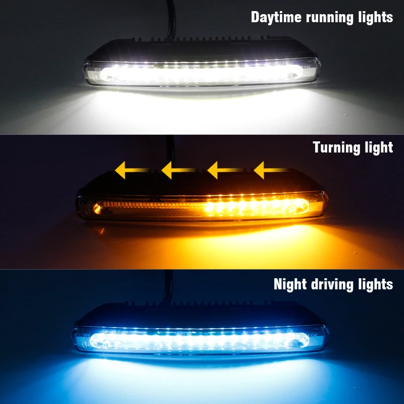 OKEEN 2pcs DRL Car LED Daytime Running Lights White Sequential Flowing Yellow Turn Signal Light Blue Fog Lamp 12V Driving |