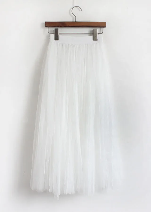 Длинная юбка TingYiLi из тюля черная белая в Корейском стиле для осени и зимы |