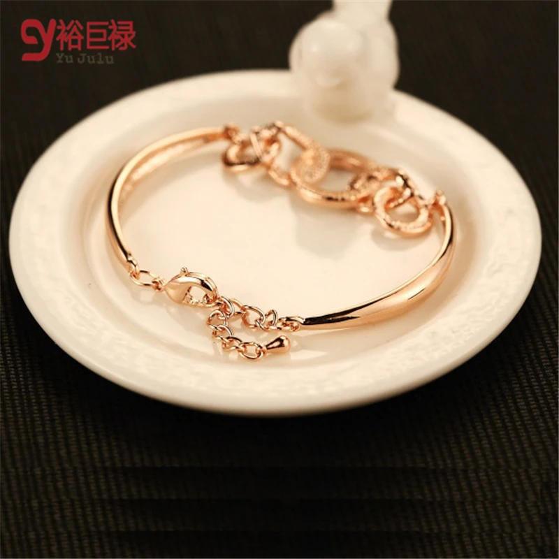 Женские браслеты с золотым металлом оптовая продажа Модный женский золотой браслет супер вспышкой простой