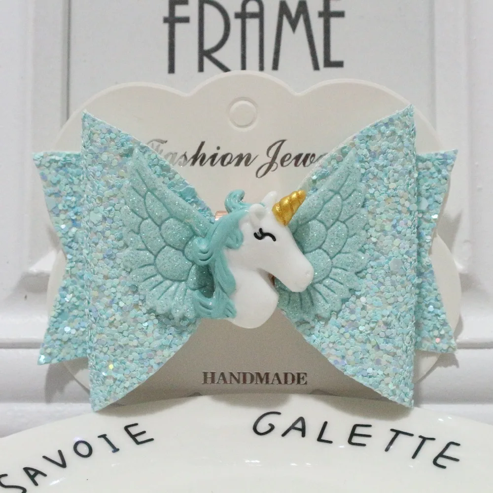 NEW Unicorn Wing Hair Accessories for Girls Children Princess Glitter Bows Clips Handmade Hairpins Cute Kids Headdress | Детская одежда