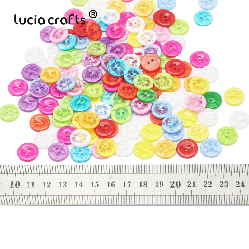 Lucia crafts 50 шт/100 шт 14 мм цветные круглые цветы из смолы 2 отверстия кнопки для
