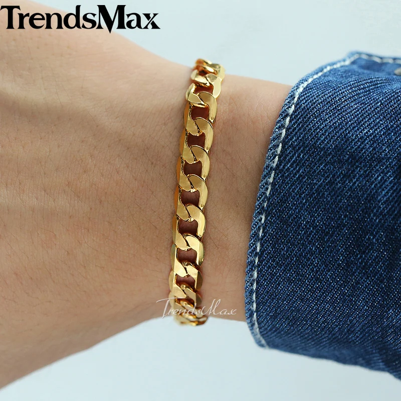 Женские мужские браслеты золотой браслет-цепочка с кубинскими звеньями для