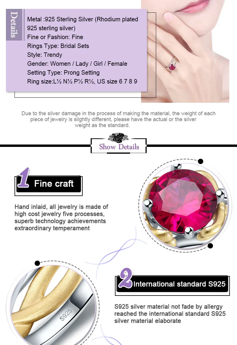 Merthus 925 Серебряные кольца 2.51CT обручальные Бесконечность кольцо для модных женщин Размер 6 7 8 9