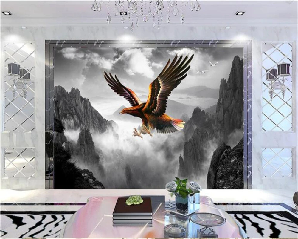Обои beibehang papel de parede hudas beauty High mountain cloud eagle wings большая выставочная фоновая стена