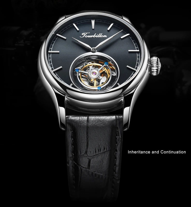 Высококачественные деловые мужские Tourbillon механические наручные часы с синим циферблатом и ручным заводом, Tourbillon мужские наручные часы Reloj de hombre