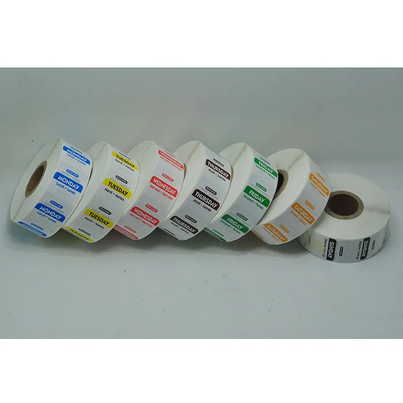 Многоцветный DaySpot HYDS-RL1x1-WEEK съемный клей Labels" X1" дюймов Дата наклейки для хранения еды вращение, 1000 этикеток/рулон - Цвет: Многоцветный