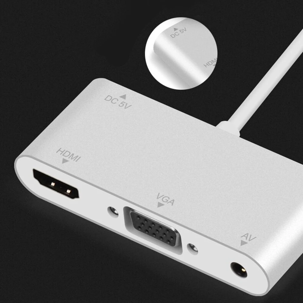 3 в 1 USB аудио адаптер USB к HDMI VGA+ видео конвертер Цифровой AV адаптер для iPhone Xmax 8 7 plus 6S iPad Air