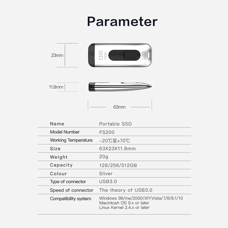 

DM USB Flash Drive F200 256GB Pen Drive USB Disk Mini Memoria Stick Storage Device large capacity External SSD Pendrive