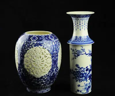 2 комплекта китайских Цзиндэчжэнь пустотелые фарфоровые синие и белые большие