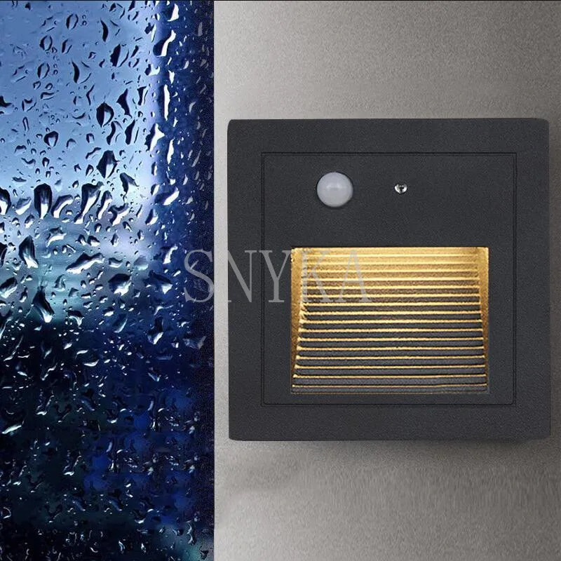 Утопленный настенный светильник с датчиком движения светодиодная лампа для