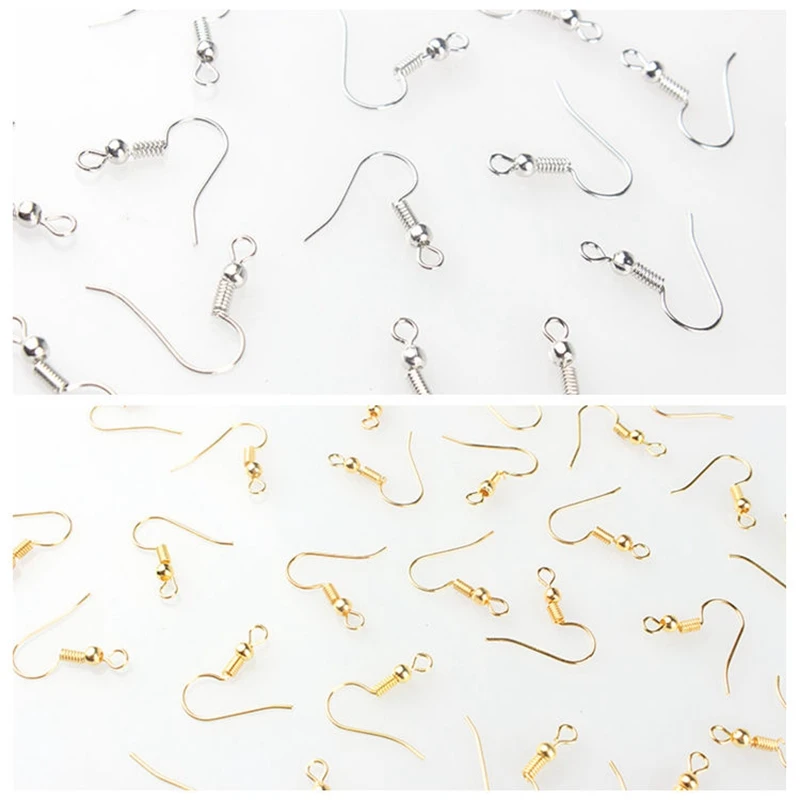 Бесплатная доставка золотые крючки для сережек с катушкой фурнитура 100 шт./лот