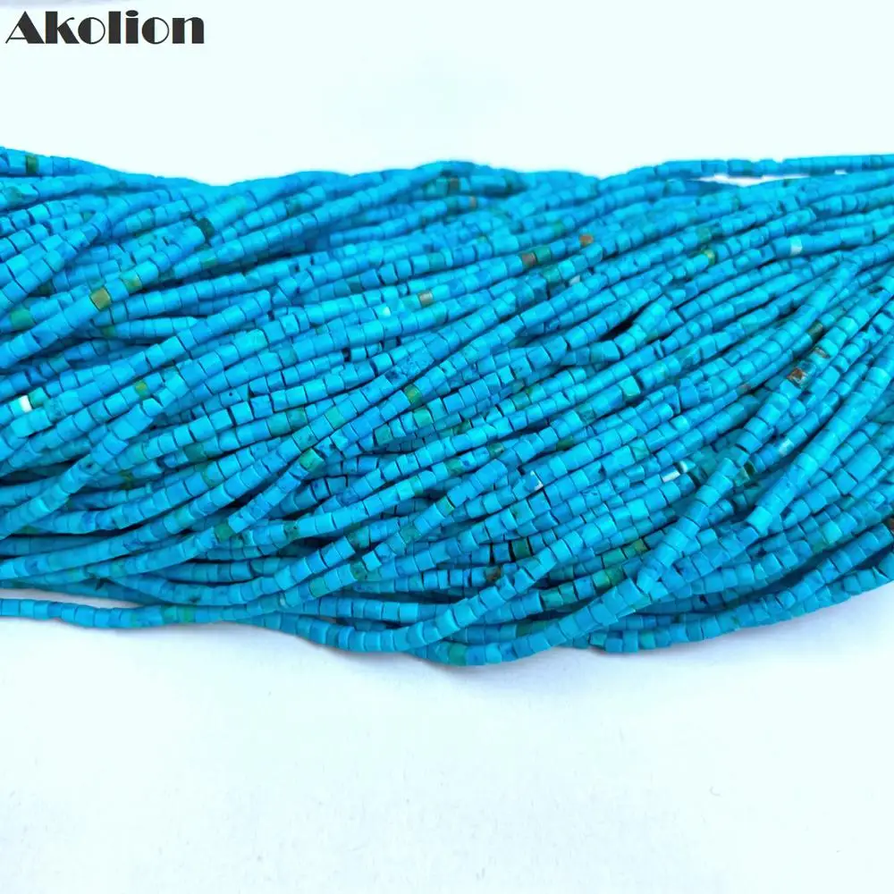 Круглые плоские бусины Akolion Голубой Бирюзовый Heishi 2x1 мм из натурального синего