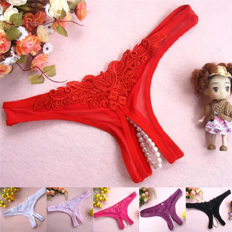 Сексуальные стринги женское нижнее белье с бантом кружевные трусики без