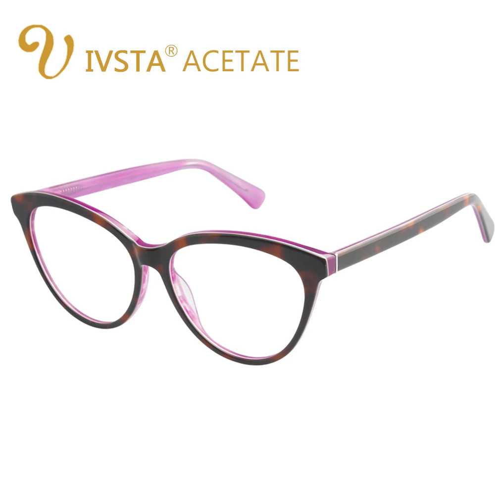 

IVSTA Cat Eye Glasses Women Tortoise Cellulose Quality Big Steampunk Tenis Optical Eyeglasses Demi Color Butterfly Pure Acetate