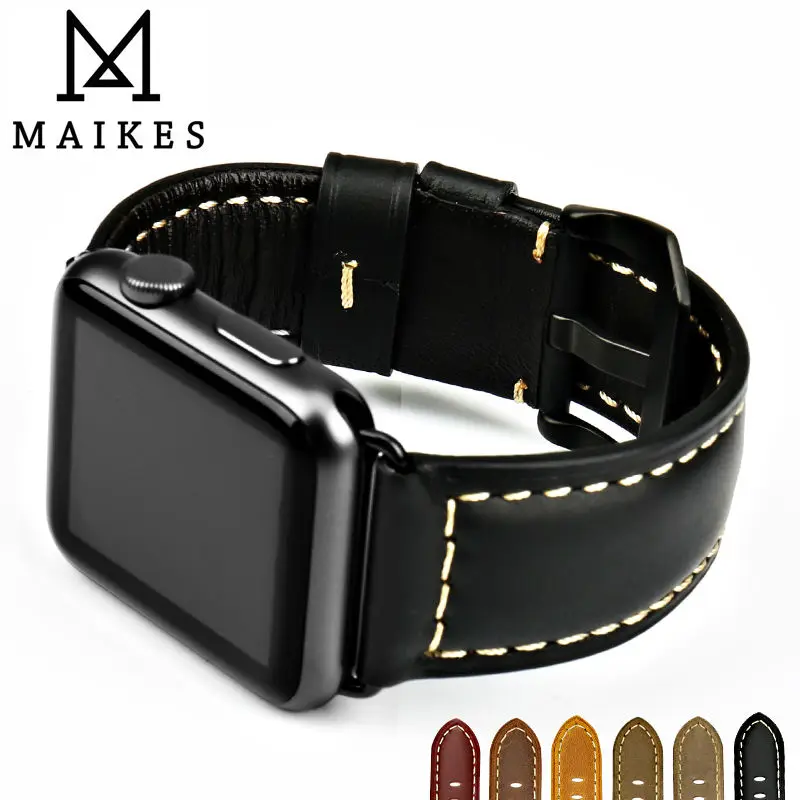 Кожаный ремешок MAIKES для Apple Watch 6 SE 5 4 3 2 1 38 мм 40 кожаный iwatch 44 42 Br|watchband for apple watch|watch
