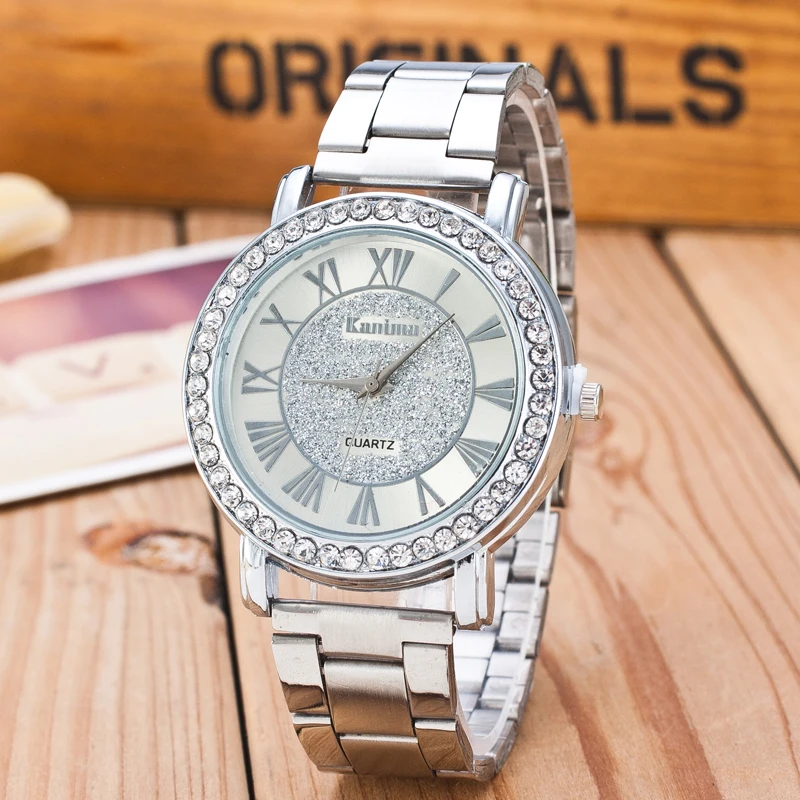 2023 New Famous Brand  Gold Arenaceous Rhinestone Casual Quartz Watch Women Full Steel Watches Luxury Watches Relogio Feminino