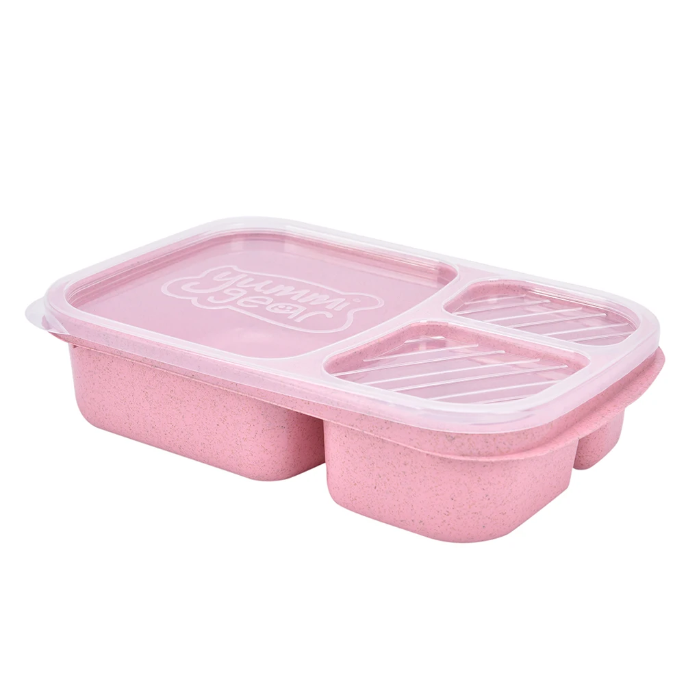 Ланч-бокс из пшеничной соломы с 3 ячейками для микроволновой печи и бенто