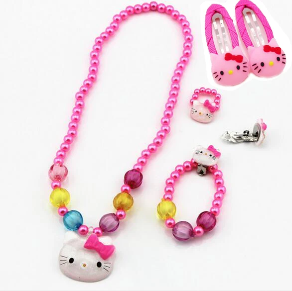 1 комплект ожерелье браслет имитация жемчуга Hello Kitty кошка|Ювелирные наборы| |