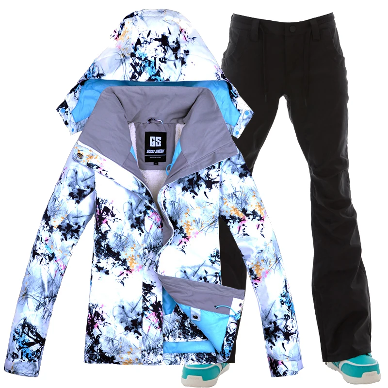 Free Shipping Sports Suit Women Waterproof Jacket Ski Set Gsou Snow Women's Skiing Clothing and pants | Лыжи и сноубординг