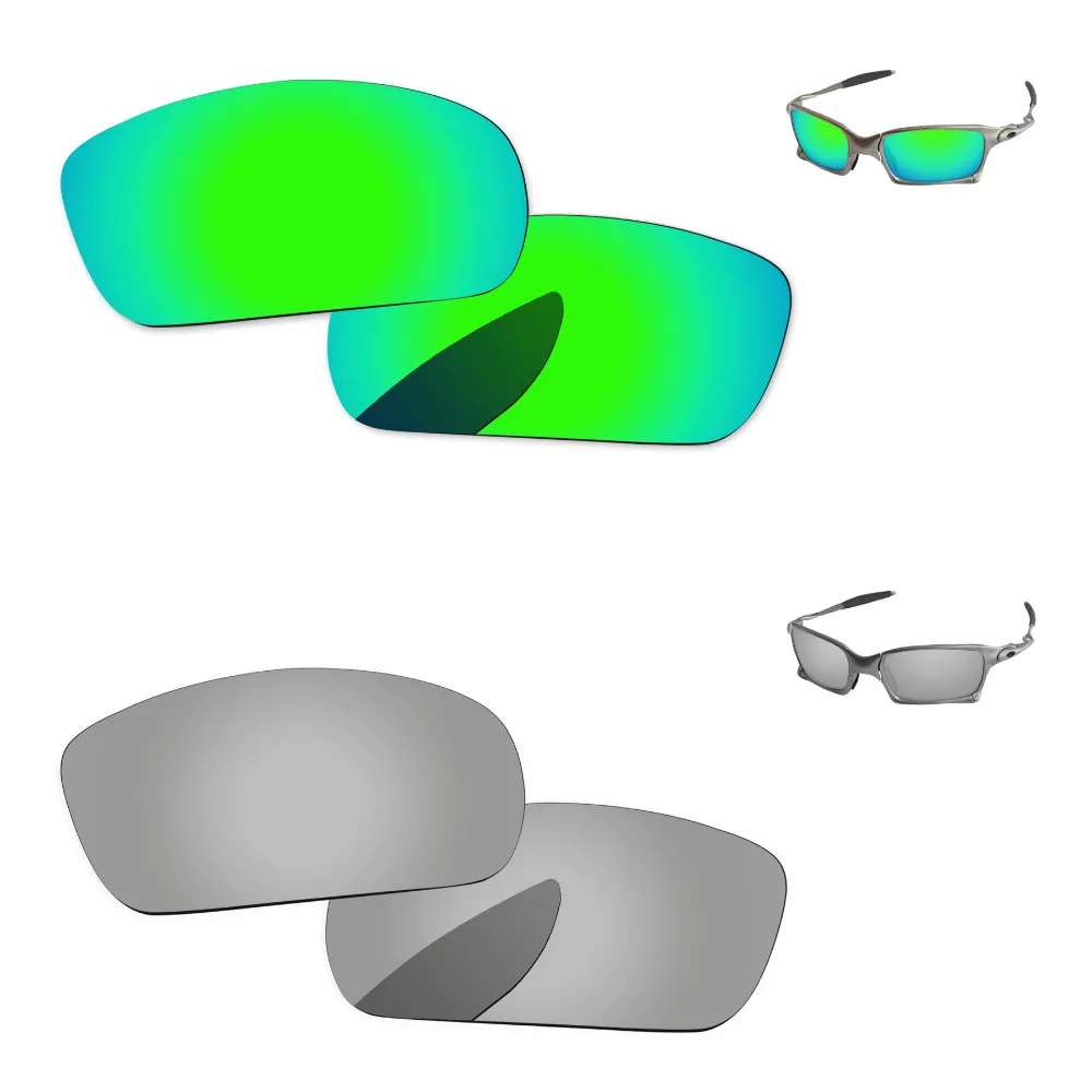 

Ледяной Синий и Изумрудный зеленый 2 пары зеркальные поляризованные Сменные линзы для X квадратные солнечные очки Рамка 100% UVA и UVB Защита