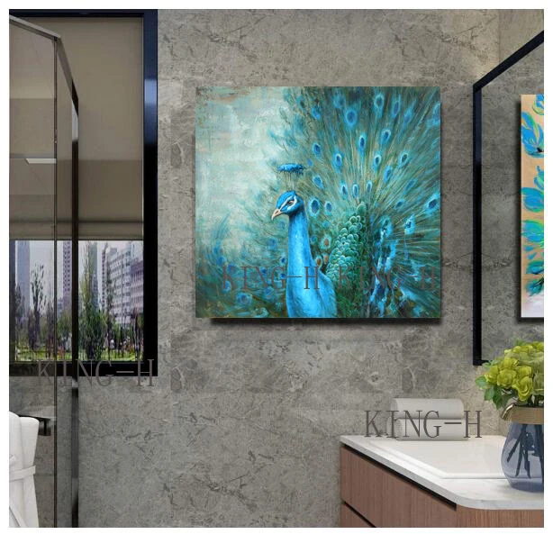 Распродажа картина маслом ручной работы животные красивый павлин зеленый хвост