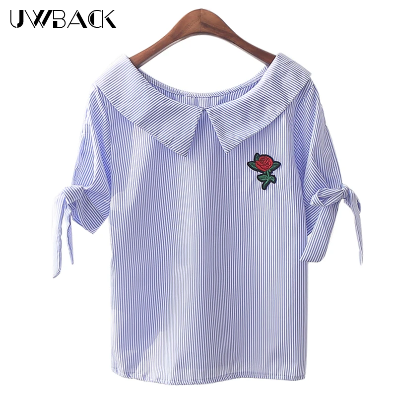 Uwback Для женщин рубашка с вышивкой свободные 2018 Новый летние Повседневное