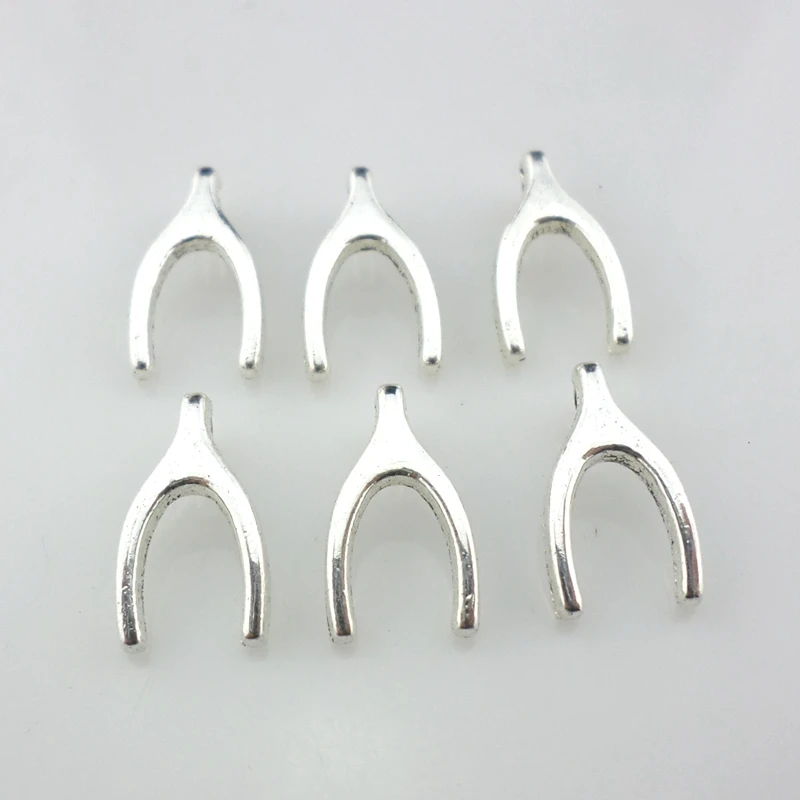 

60 шт. подвески из тибетского серебряного сплава Wish Bone Wishes 9x15 мм Ювелирные изделия