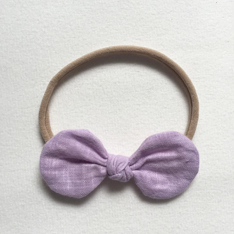 16 шт./Лот ручной работы однотонный бант нейлоновая повязка на голову для волос