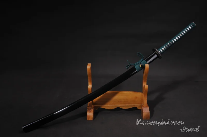 

47 Inch Uchigata JapaneseSword Handmade Katana High Carbon Steel Full Tang Razor Sharp Ready For Cutting Black Sheath Green Cord