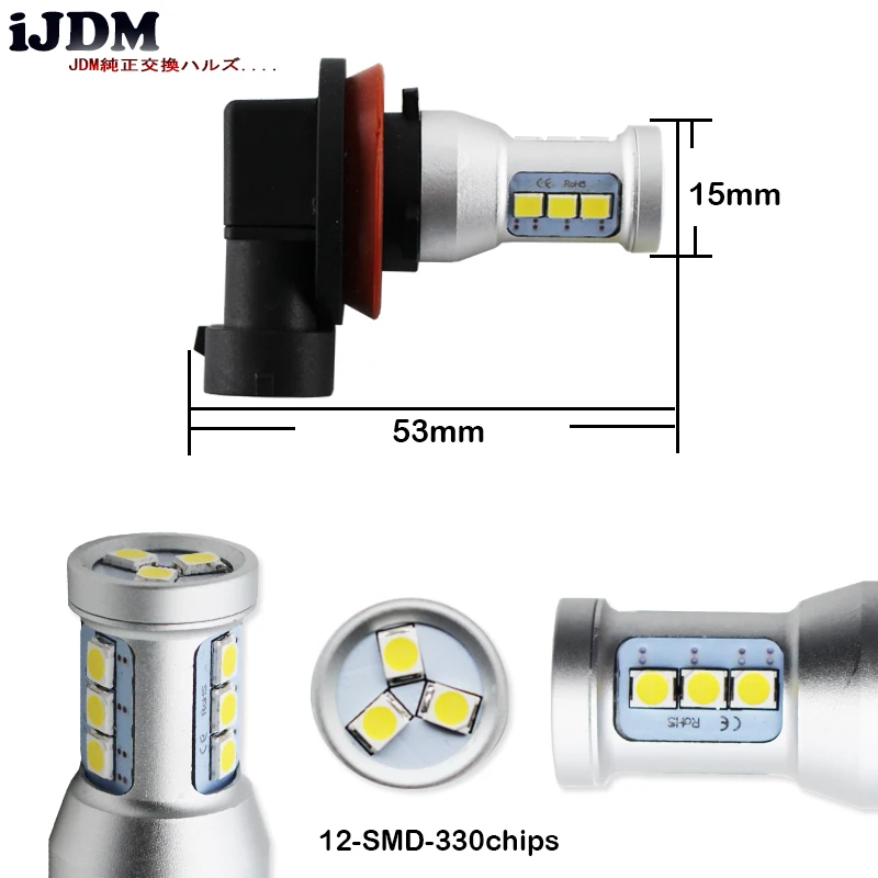 2 шт. желтый 144 SMD высокомощный светодиодный H11 H8 H9 (H16 JP) лампы для противотуманных