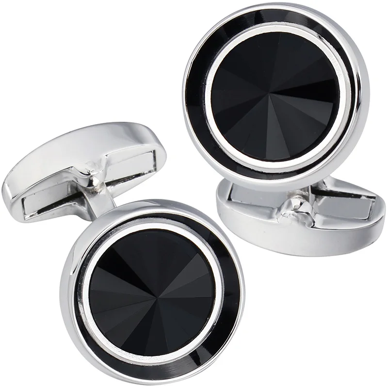 Silver and black HAWSON запонки для мужчин-модные многоцветные мужские запонки с кристаллами Swarovski, французские запонки для рубашек, для повседневного прополка, бизнес с логотипом - Окраска металла: Silver and black