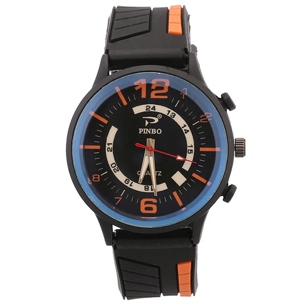 Мужские кварцевые наручные часы новая мода силиконовый ремешок спортивные