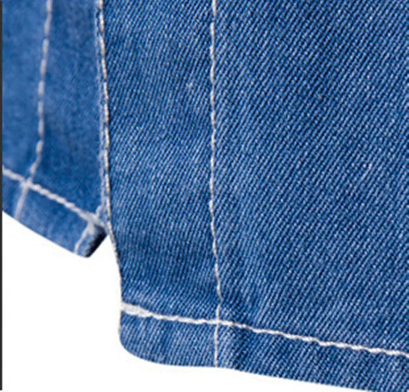 2016 Новая модная мужская джинсовая рубашка хлопковая приталенная брендовая