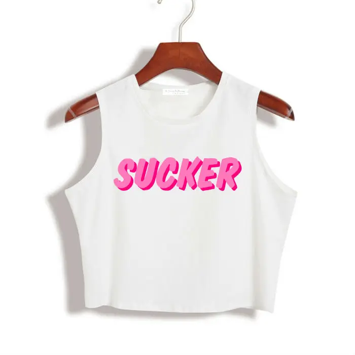 Кроп Топ женский с принтом на присосках Облегающая майка для женщин хипстерская