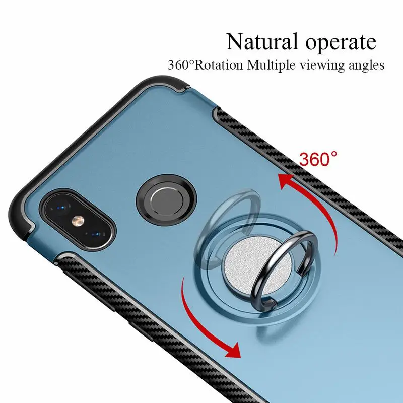 Ascromy For Xiaomi Redmi Note 5 Pro Dual Layer Armor Case 360 Degree Rotating Finger Ring Holder Mi 8 SE Max 3 Coque |