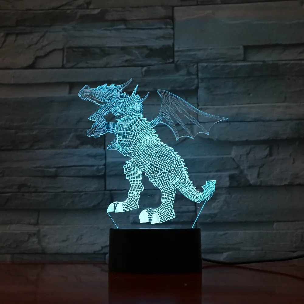 Летать динозавров 3D Светодиодный лампа 5В USB LED настольная ночник акриловые лава