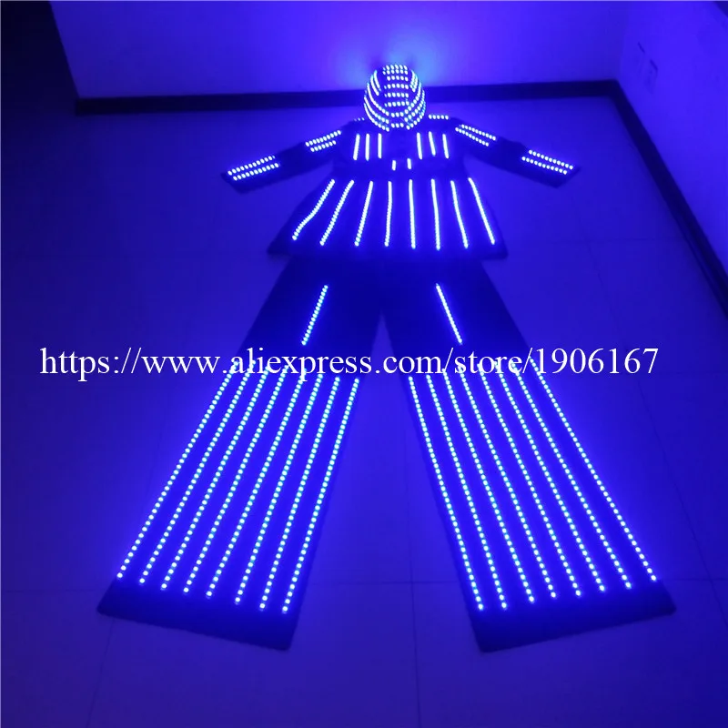 Светящийся женский костюм робот Stilt со светодиодным шлемом светящийся для