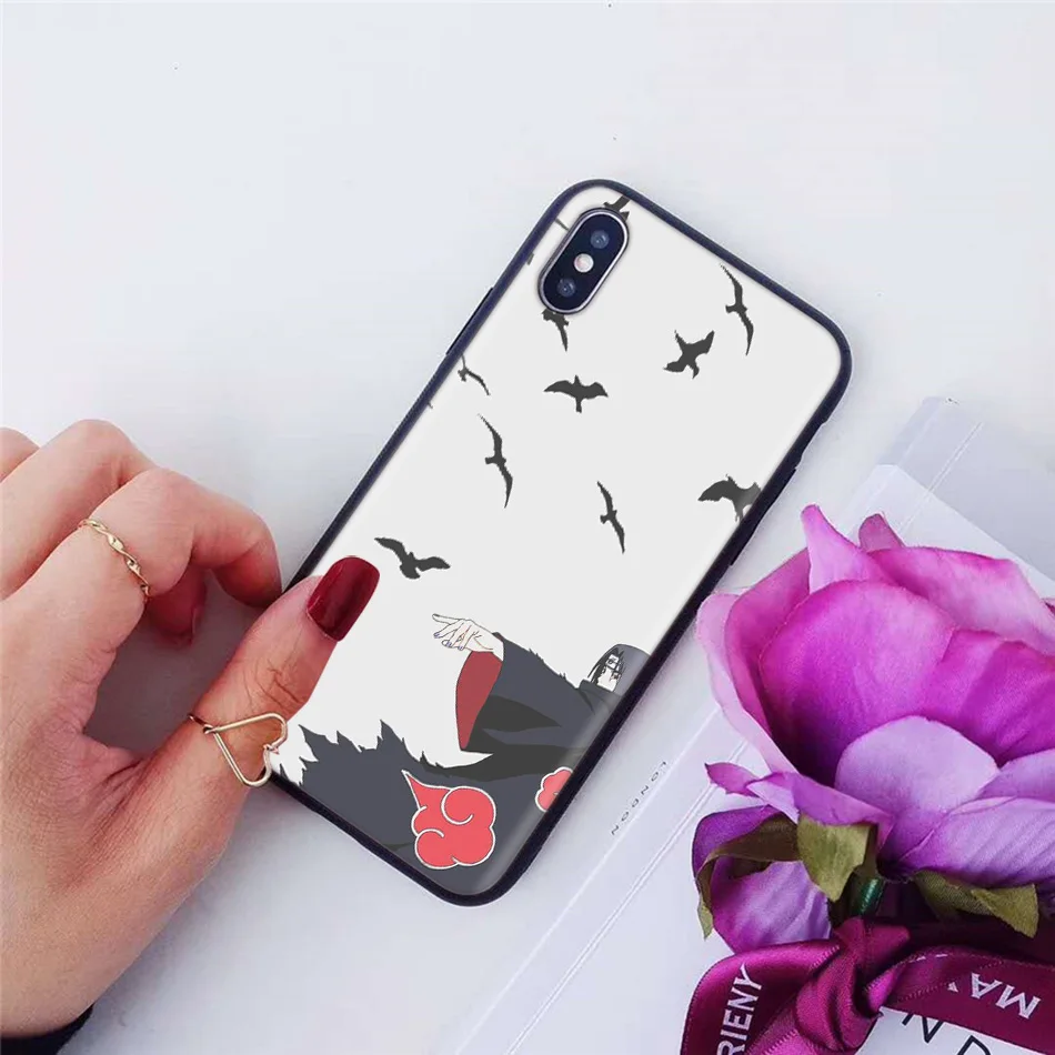 

Silicone Case for iPhone 12 7 11 Pro XR 6 X XS MAX 8 6S Plus 5 5S SE 2020 11Pro Mobile Phone Cover Naruto Anime Black Background