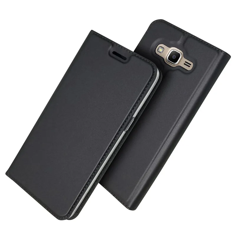 Серый Для samsung J2 Prime Phone Etui on Fundas samsung Galaxy J2Prime G530 G530H чехол Роскошный противоударный кожаный флип-чехол - Цвет: Серый