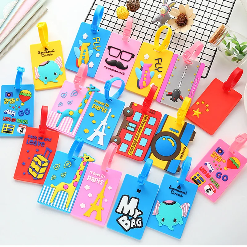 

Cartoon Cute Luggage Tag Silicone Women Men Travel Suitcase Tag Name Addres Holder Baggage Boarding Label Tag