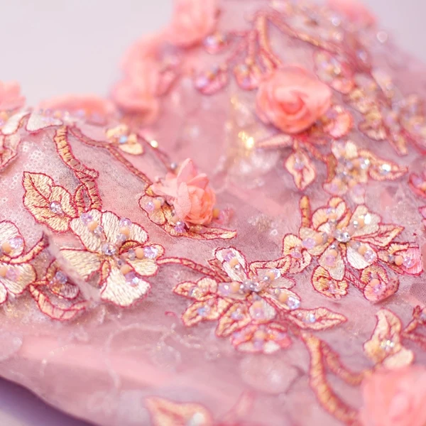 Женское атласное платье SSYFashion кружевное бальное с цветочным рисунком без