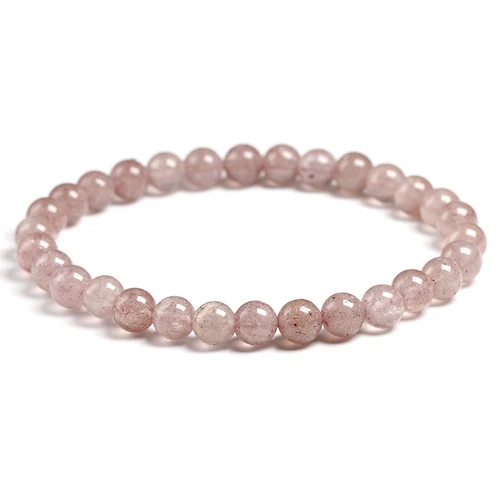 Beads 6mm Натуральный кварц клубничного цвета розовый кристалл 6 мм 8 мм 10 мм бусы из драгоценных камней Шарм эластичные браслеты женские лечебная энергия ювелирные изделия - Цвет камня: Beads 6mm
