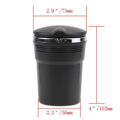 Автомобильная пепельница автомобильная светодиодная черная портативная для